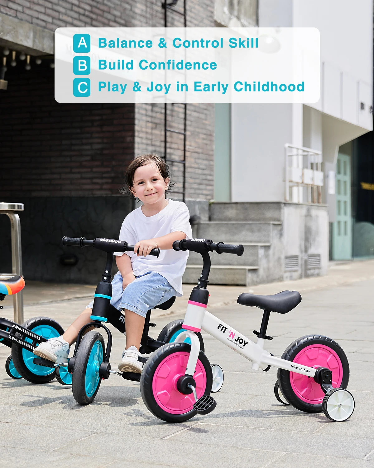 Kids Balance Bike with Training Wheels