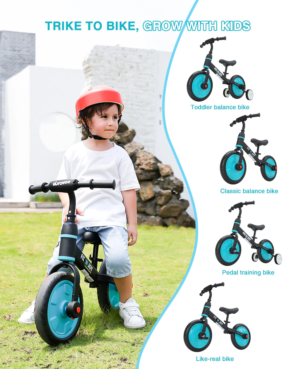 Kids Balance Bike with Training Wheels