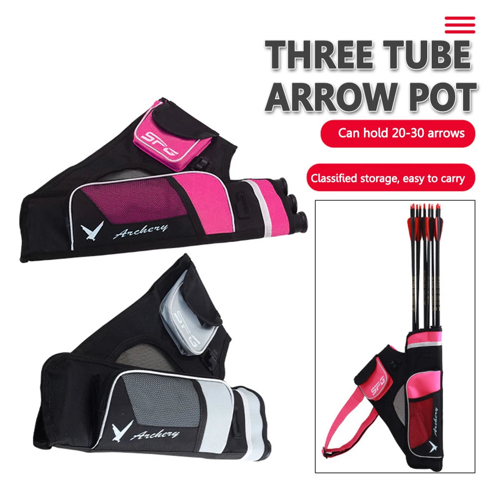 Archery Arrow Bag 3 Tubes w/Adjustable Strap