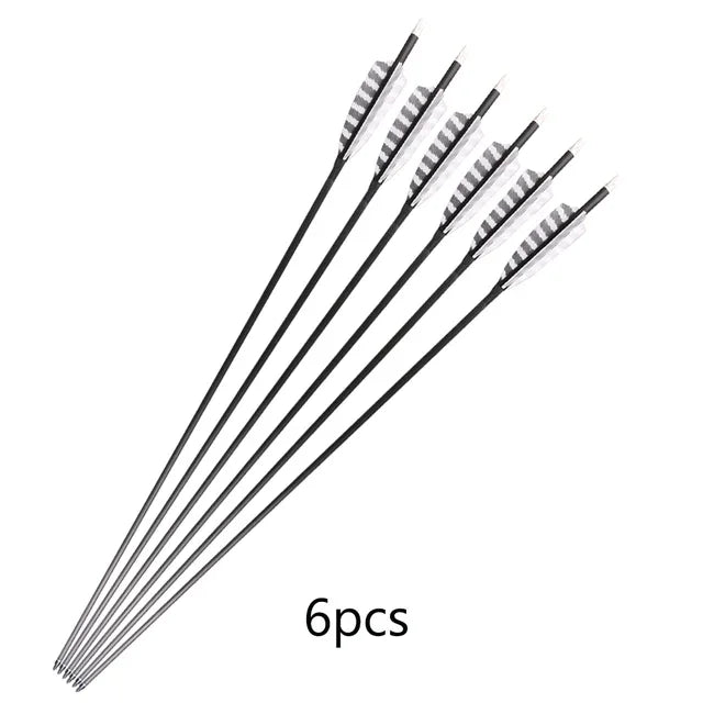 Pure Carbon Arrow with Turkey Feather 32" Spine 400 Adjustable Nock Archery Shooting Hunting