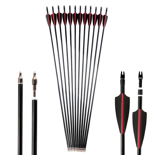 30" Fiberglass Arrows Spine 500 - 8mm for 40-50lbs Bow