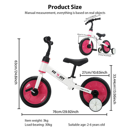 Kids Balance Bike with Training Wheels