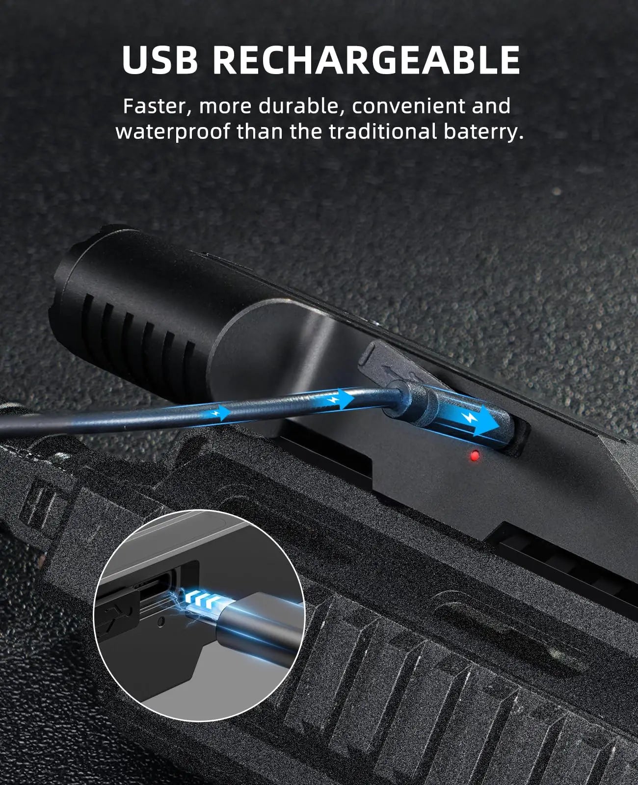 2000 Lumen Dual LED Rifle Light with USB Rechargeable