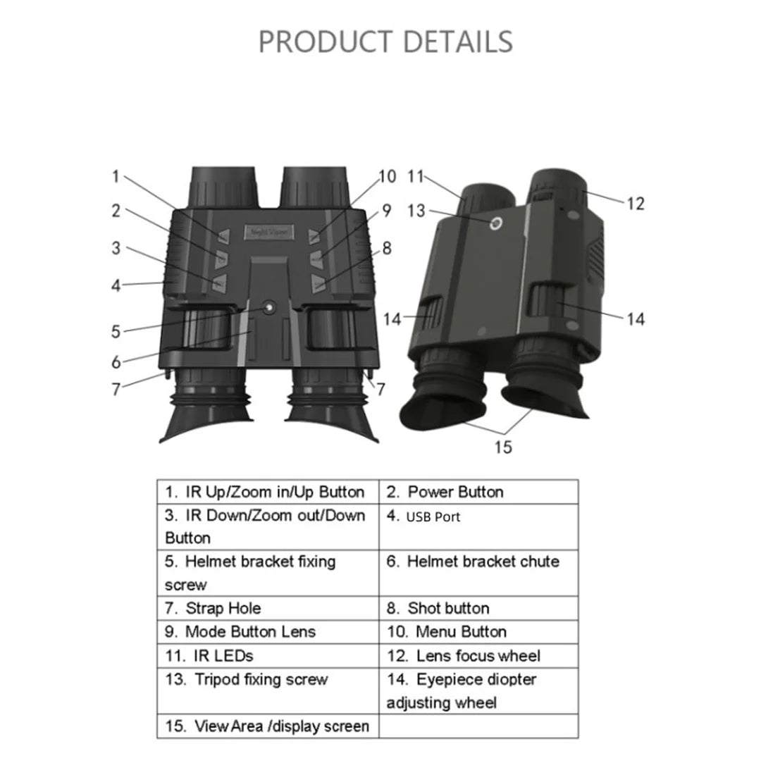 Qpingan HD Night Vision Goggles with Head Strap Tactical Night Vision Binoculars rechargable Battery 8X Digital Zoom for Hunting