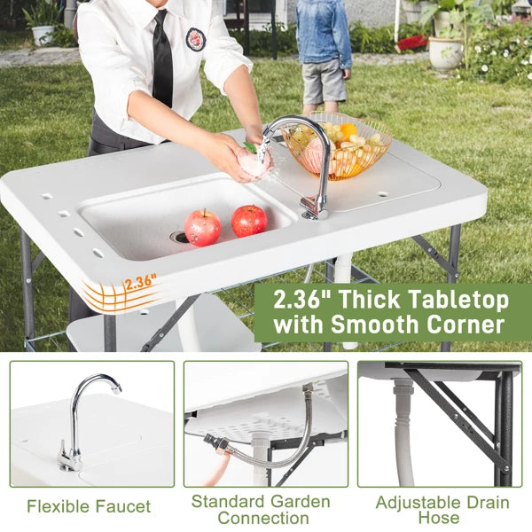 Portable Table with Sink Faucet