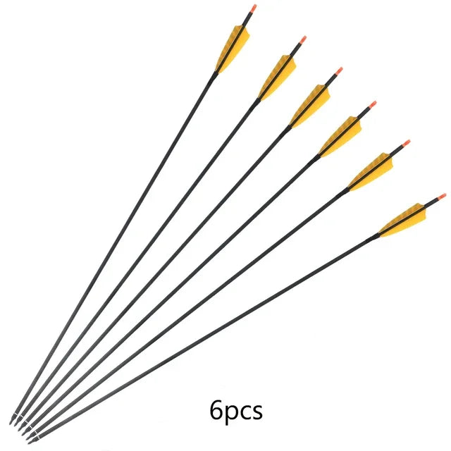 Pure Carbon Arrow with Turkey Feather 32" Spine 400 Adjustable Nock Archery Shooting Hunting