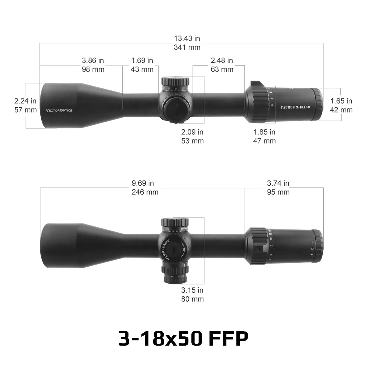 3-18x50/4-24x50/5-30x56 FFP Tactical Riflescope With Illumination For Long Range